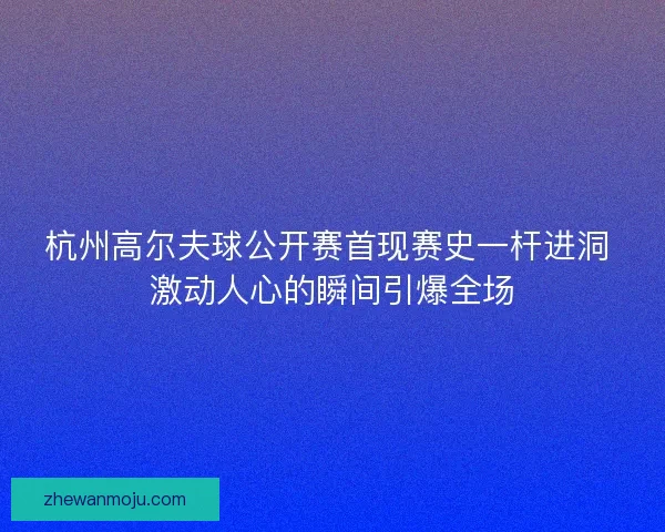 杭州高尔夫球公开赛首现赛史一杆进洞 激动人心的瞬间引爆全场